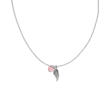 angel wing necklace pink heart