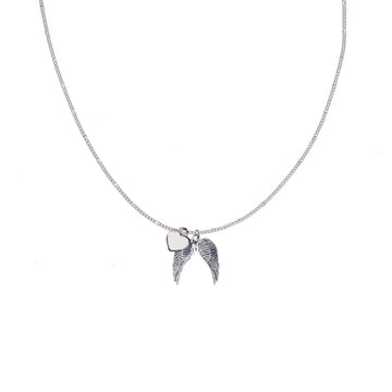 Angel Wing Necklace White heart