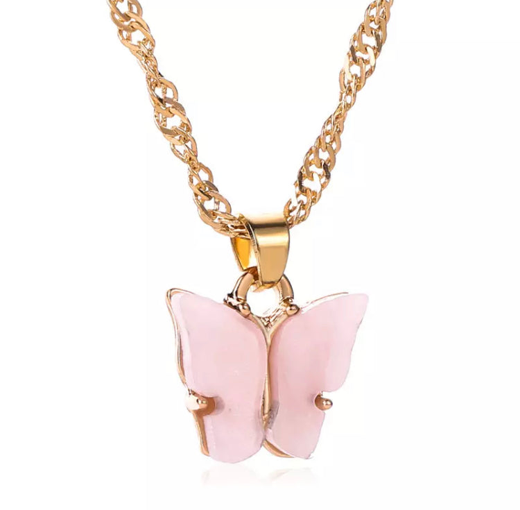 Light Pink Butterfly Necklace