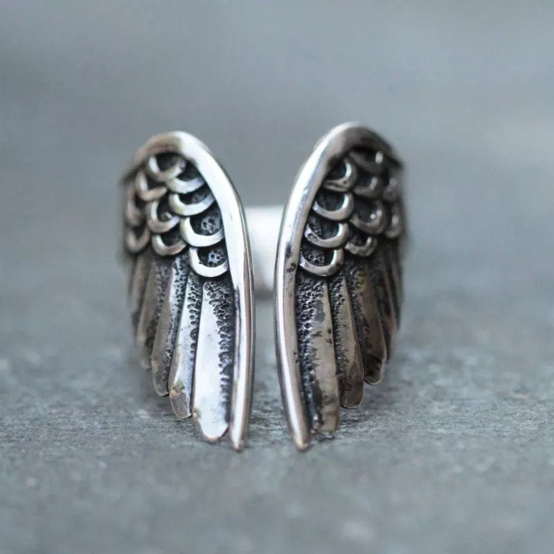 Stainless Steel Angel Wing Ring