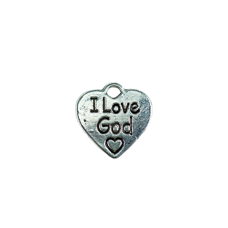i love god charm heart shaped
